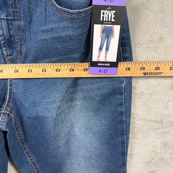 Frye NEW Womens Jeans 4/27 (28) High Rise Amari Cuffed Crop Denim Blue Stretch - Picture 9 of 14